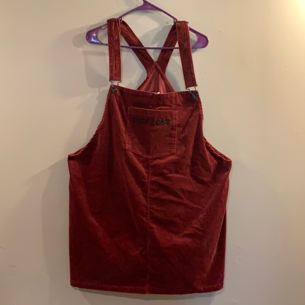 Hot Topic “Get Lost” Corduroy Overall Dress